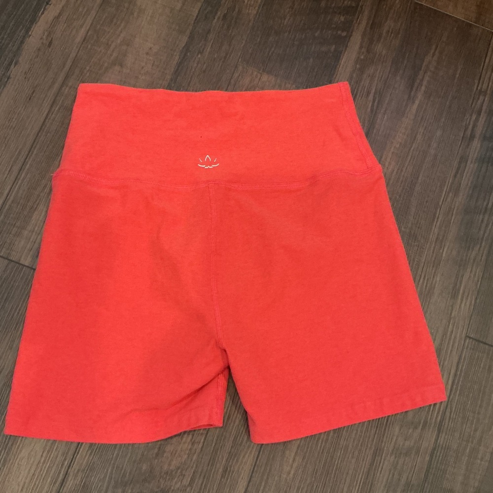 Beyond Yoga Spacedye Biker Shorts Coral Pink High Waisted Active Large L